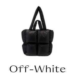 Off-White Virgil Abloh Quilted Puffy Black Nylon Puffer Tote Bag